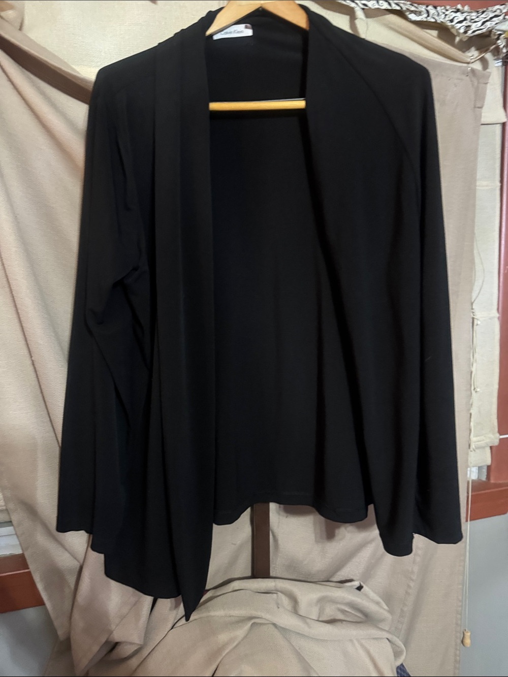 Calvin Klein Women's Black Open-Front Draped Cardigan Sweater